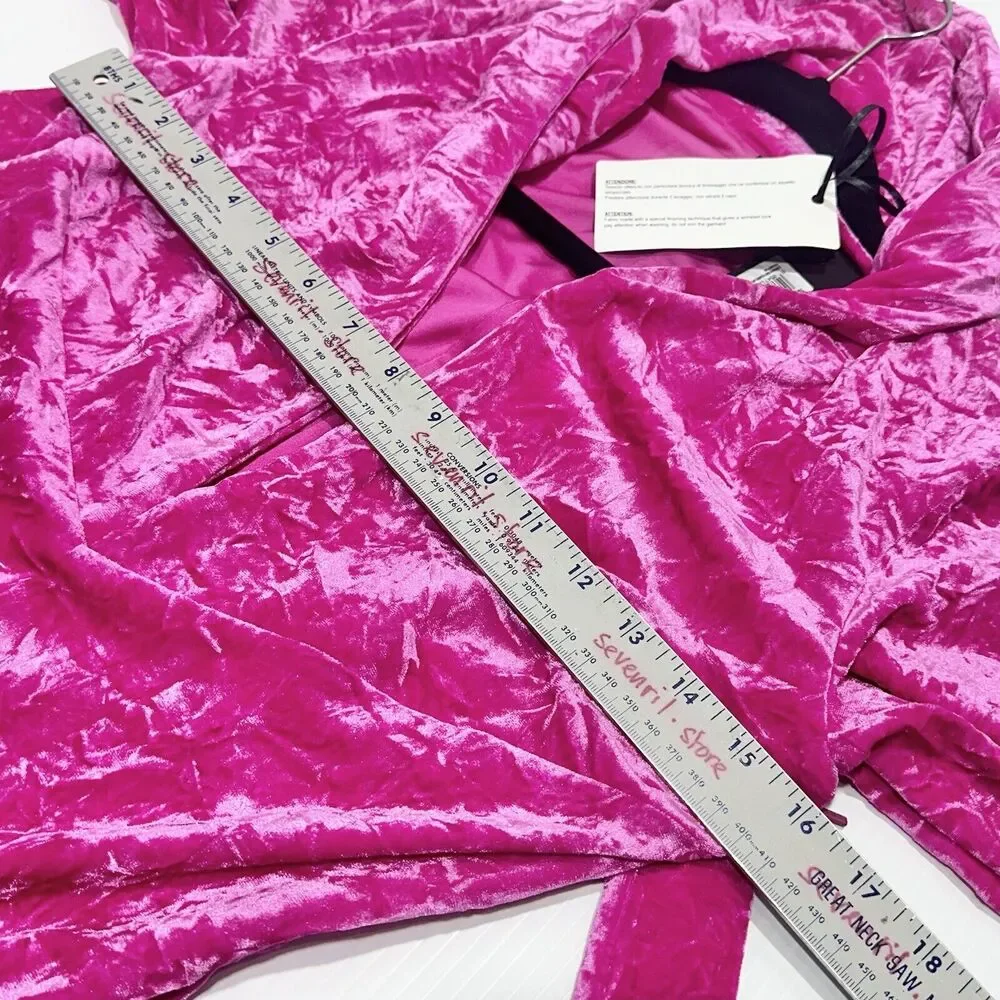 NWT Versace 40 US 4 Runway Biggie Medusa Pink Crushed Velvet Midi Dress $3,225 - Picture 12 of 16